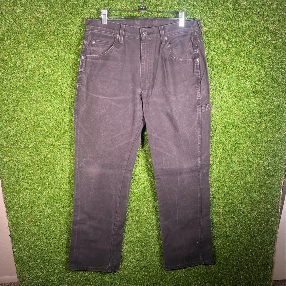 Dickies Mens Black Canvas Carpenter Pants Workwear Utility‎ Jeans 32x30